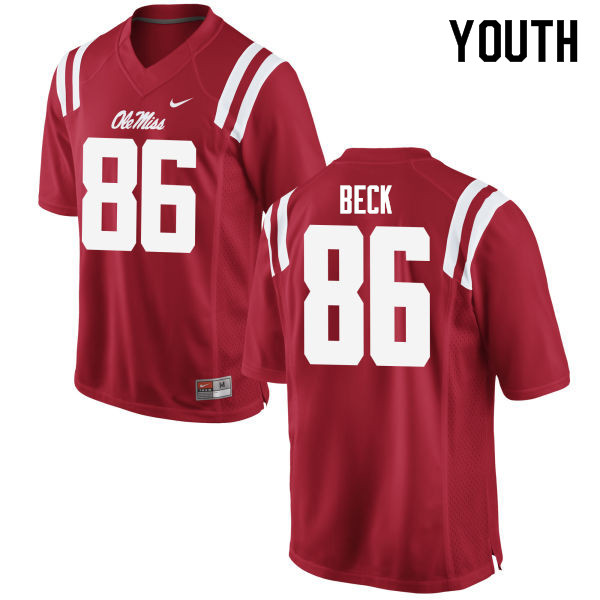 Youth #86 Drake Beck Ole Miss Rebels College Football Jerseys Sale-Red